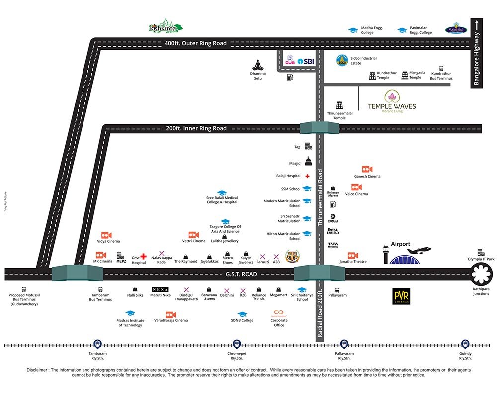 Temple Waves location map near Chrompet, Chennai